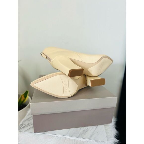 FRANCO SARTO Venture Leather Bootie Boot, Beige/White, Block Heel, Size 9, NWT - Picture 8 of 16